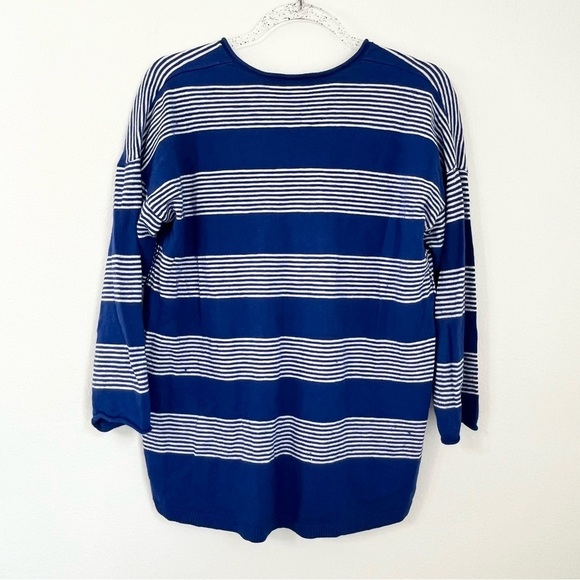 MADEWELL DECKHOUSE SWEATER IN STRIPE BLUE WHITE WOOL BLEND WARM V NECK SZ M - Picture 10 of 10